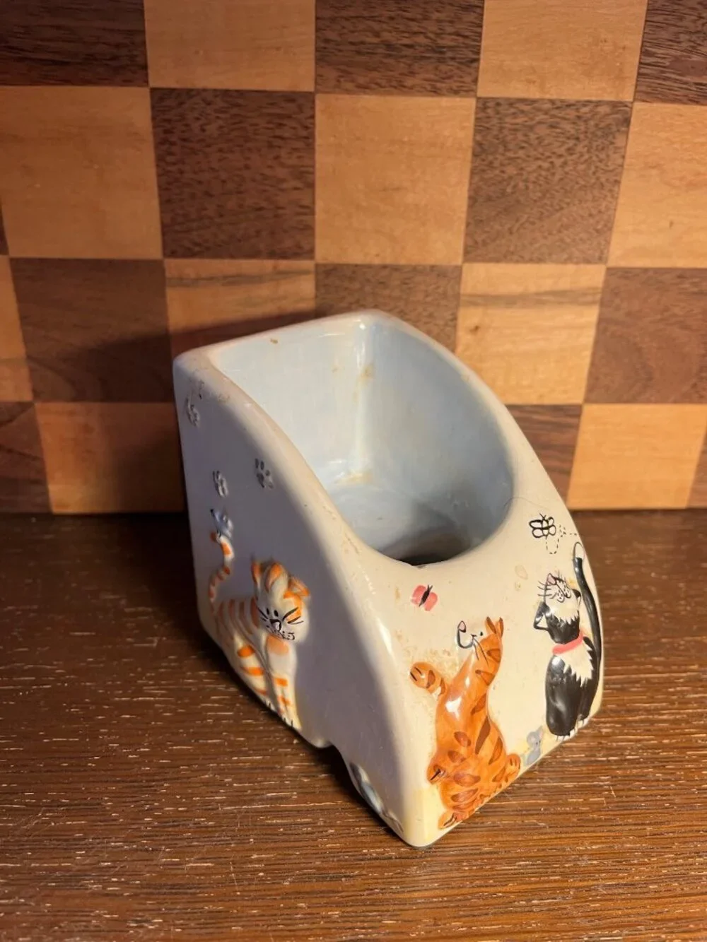 Ceramic Cat Desk Accessory Holder for Narrow Phone A1000